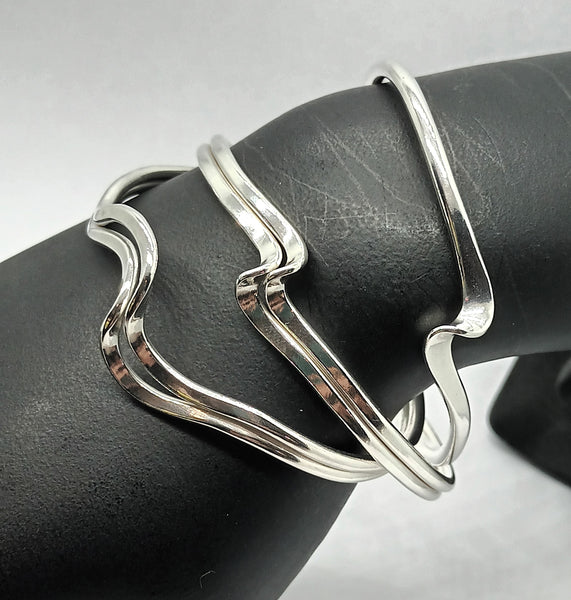 Triple Twist Wave Bangle - Silver - C'est La Vie Jewellery