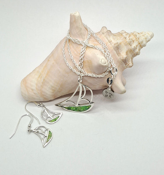 Jewelled Abstract Yacht - Sea Green