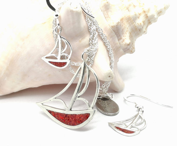 Jewelled Abstract Yacht - Ruby Red