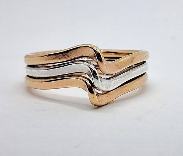 Triple Twist Wave Ring - Gold & Silver