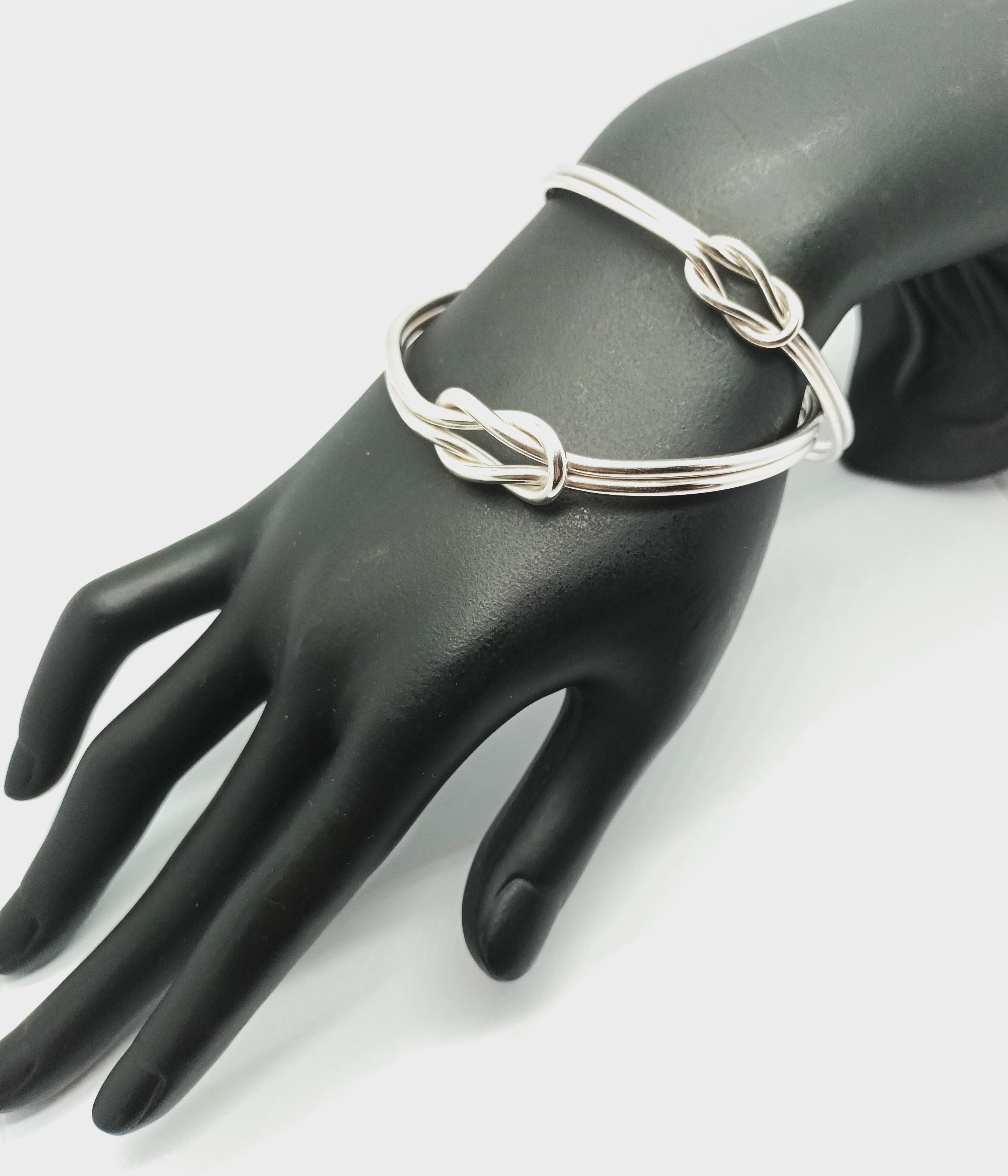 Heavy Silver Reef Knot Bangle