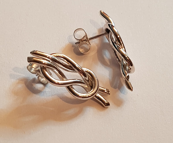 Silver Reef Knot Earrings - stud or drop