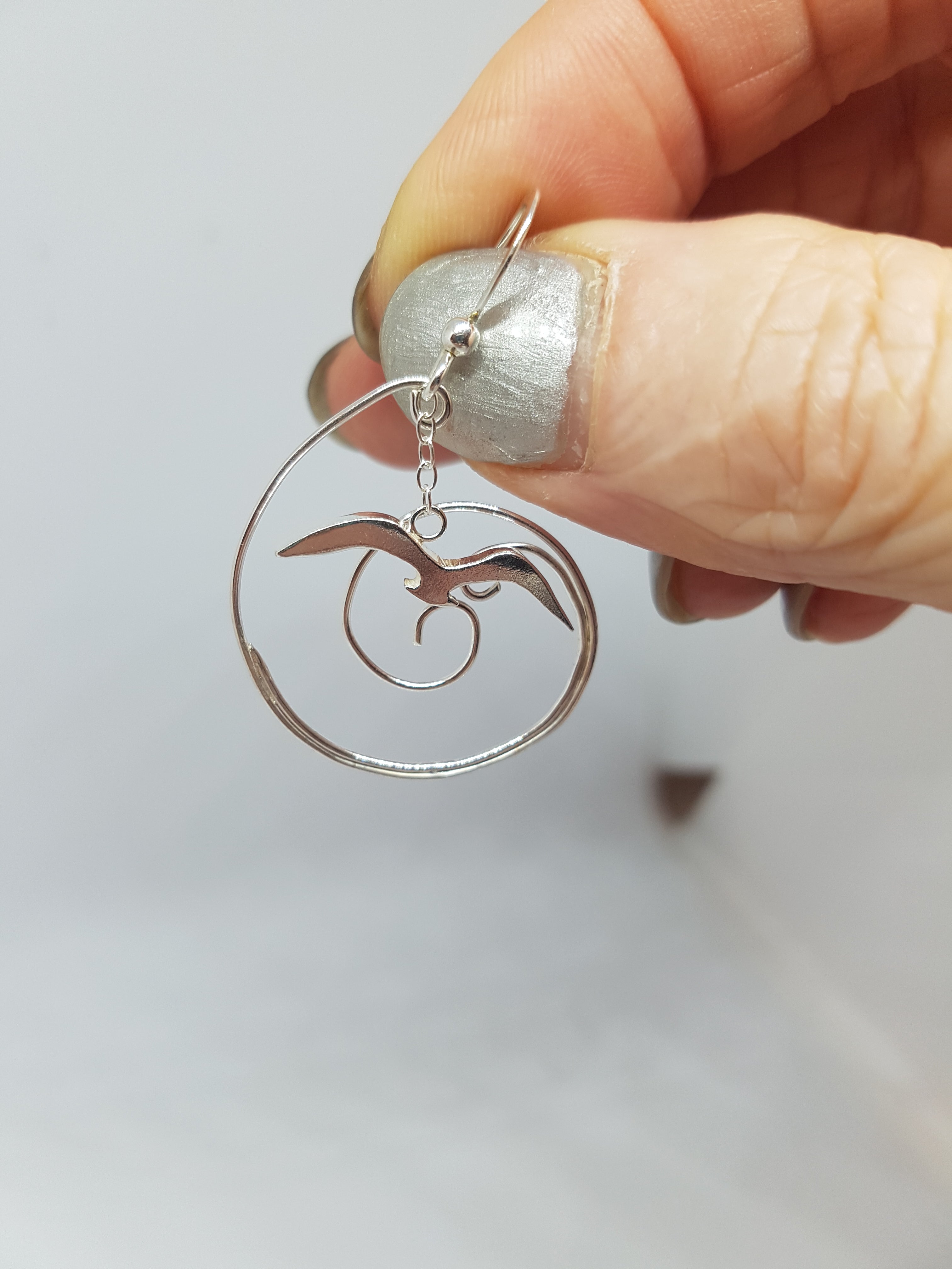 Seagull over Wave Earrings