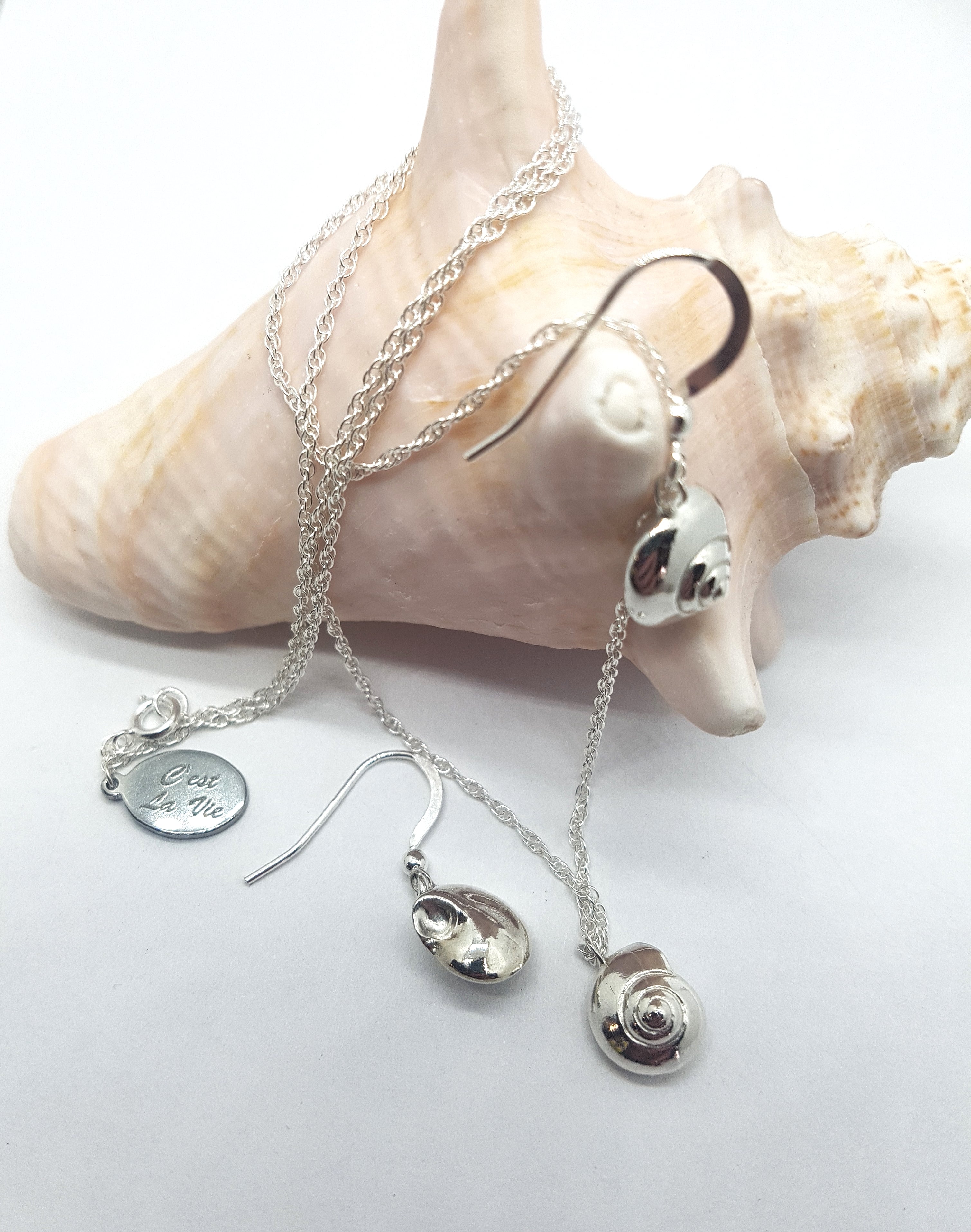 Whorled Silver Shell - Necklace
