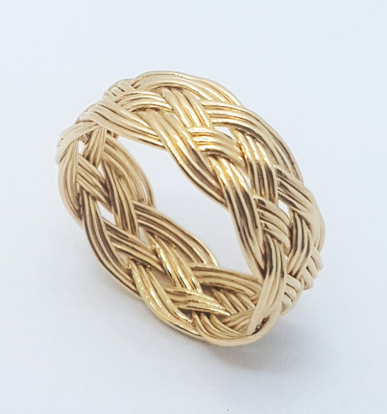 Turks Head Knot Ring, Gold - 3 strand, lightweight