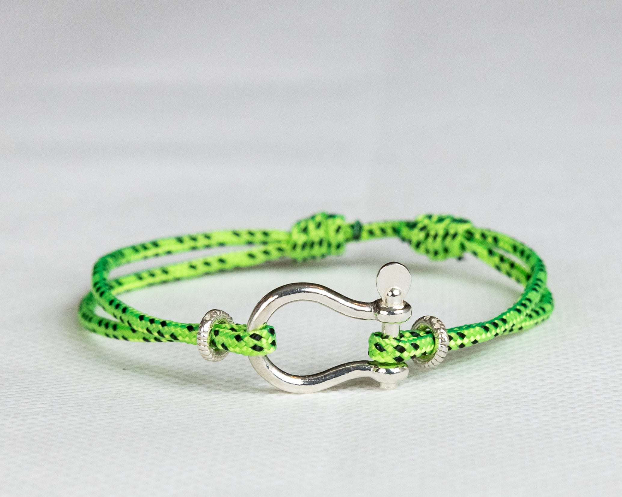 Silver Bow Shackle Cord Bracelet