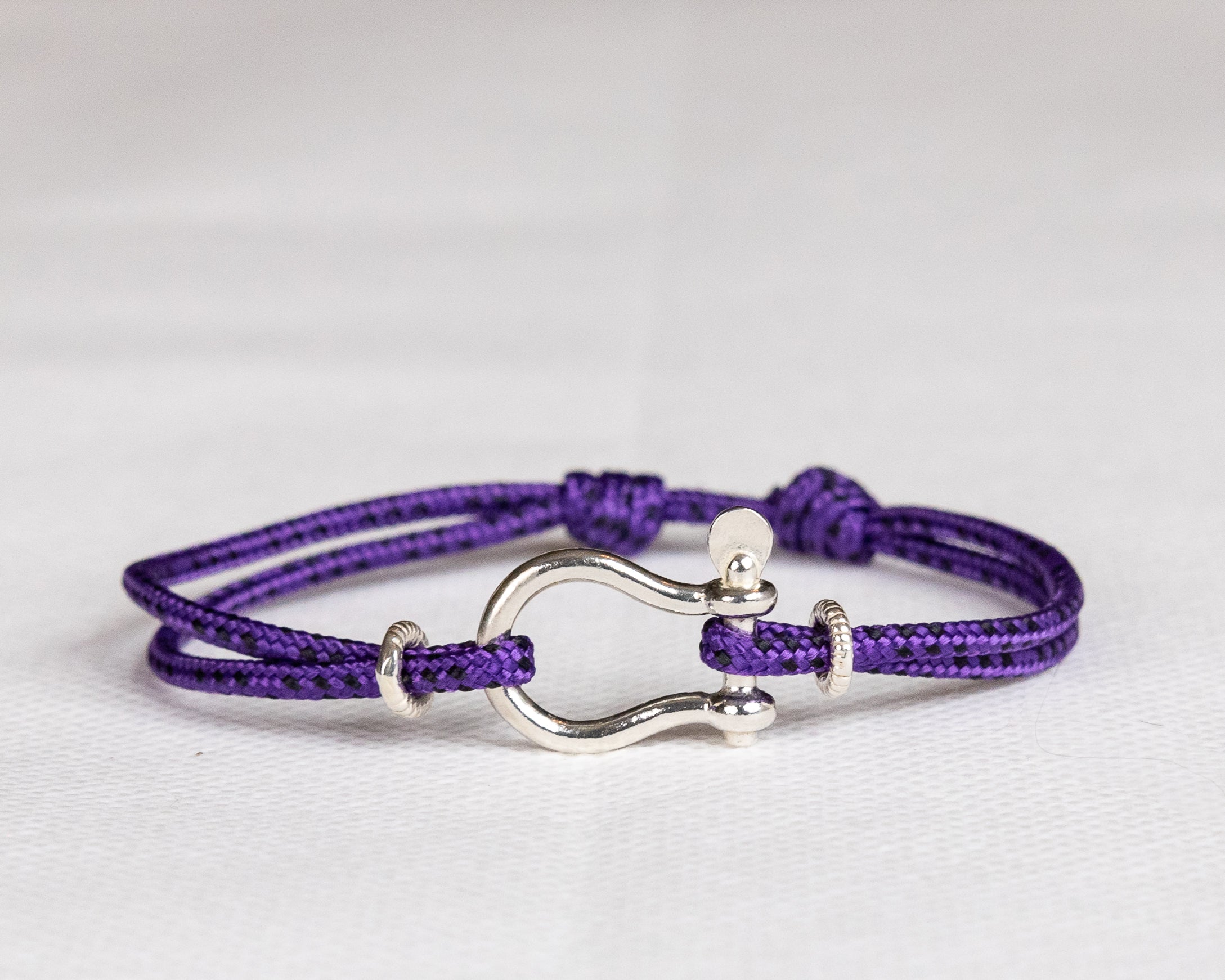 Silver Bow Shackle Cord Bracelet