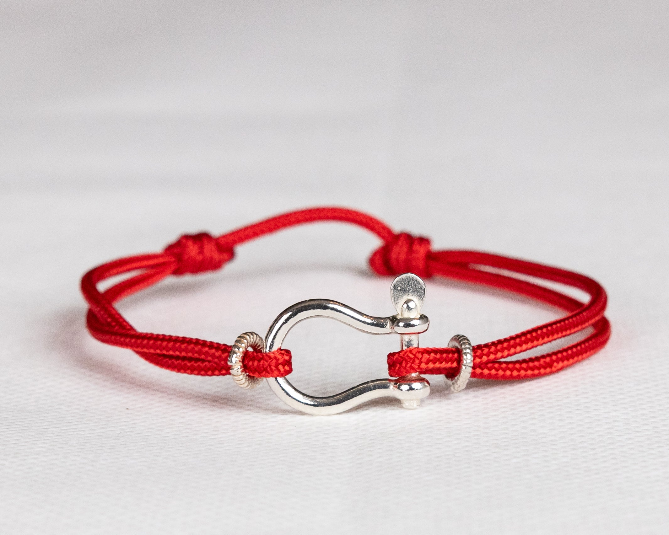 Silver Bow Shackle Cord Bracelet