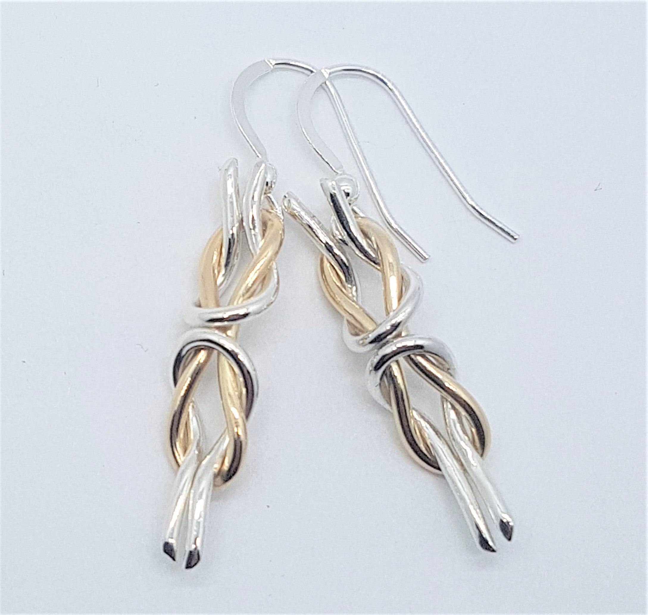 Gold and Silver Double Reef Knot Earrings