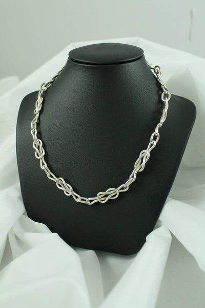 Silver Reef Knot Chain Necklace