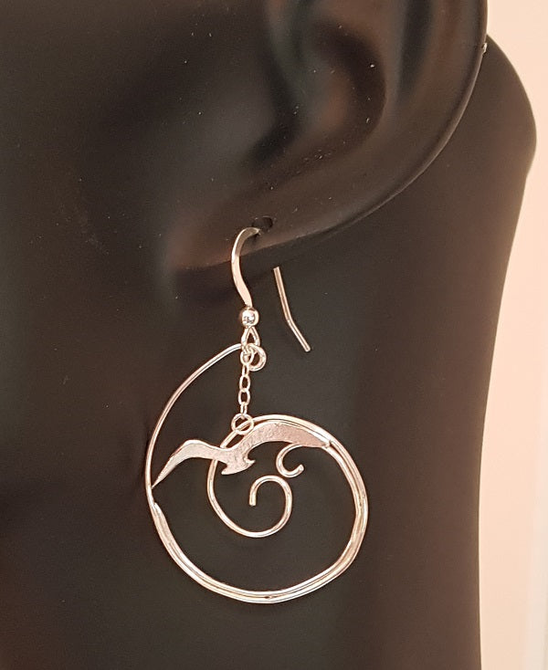 Seagull over Wave Earrings