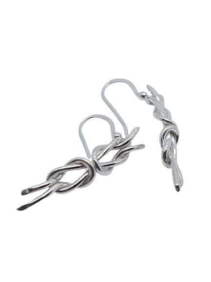 Silver Double Reef Knot Earrings