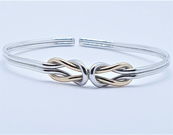 Silver and Gold Double Reef Knot Bangle