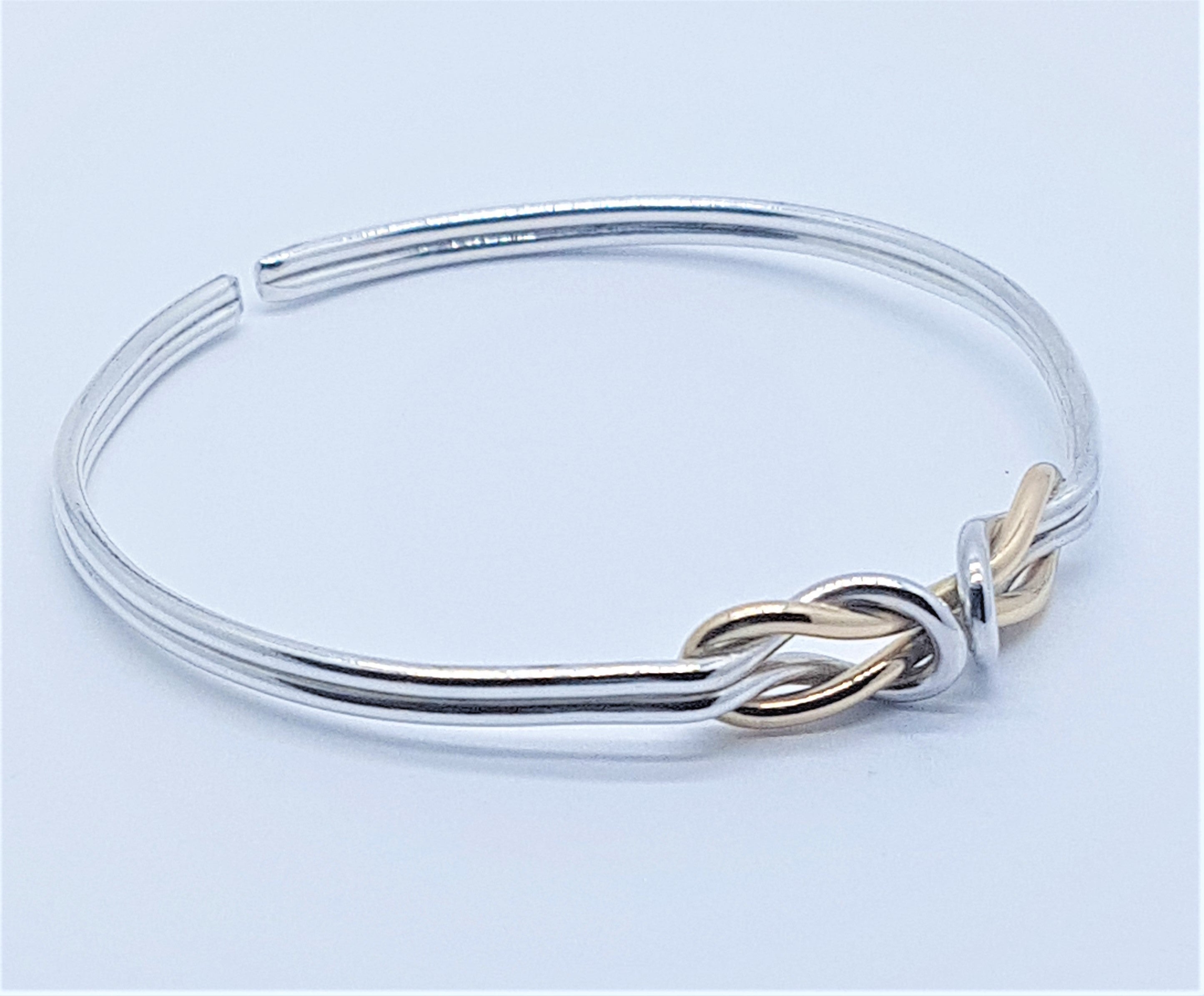 Silver and Gold Double Reef Knot Bangle
