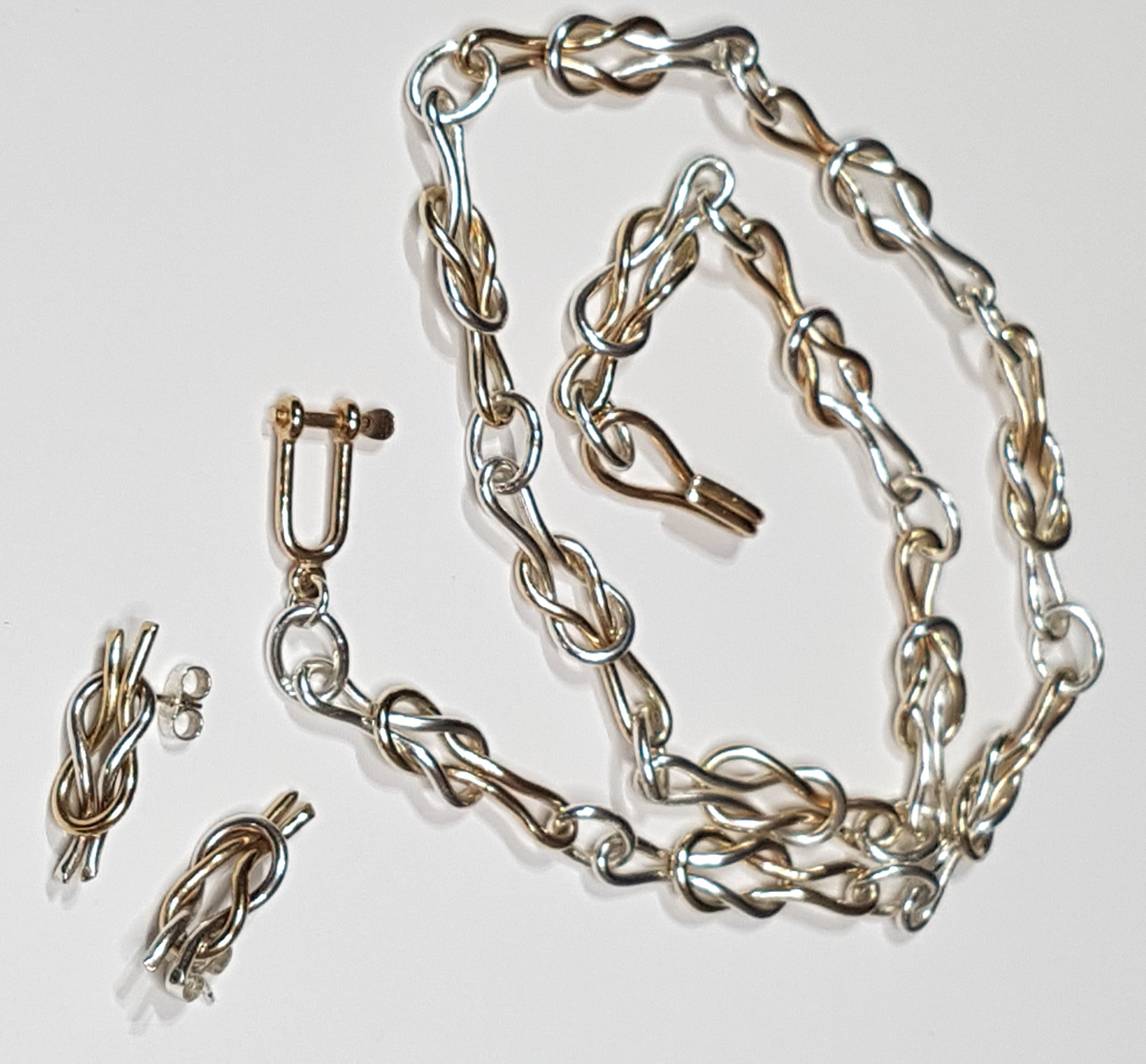 Gold and Silver Reef Knot Chain Necklace