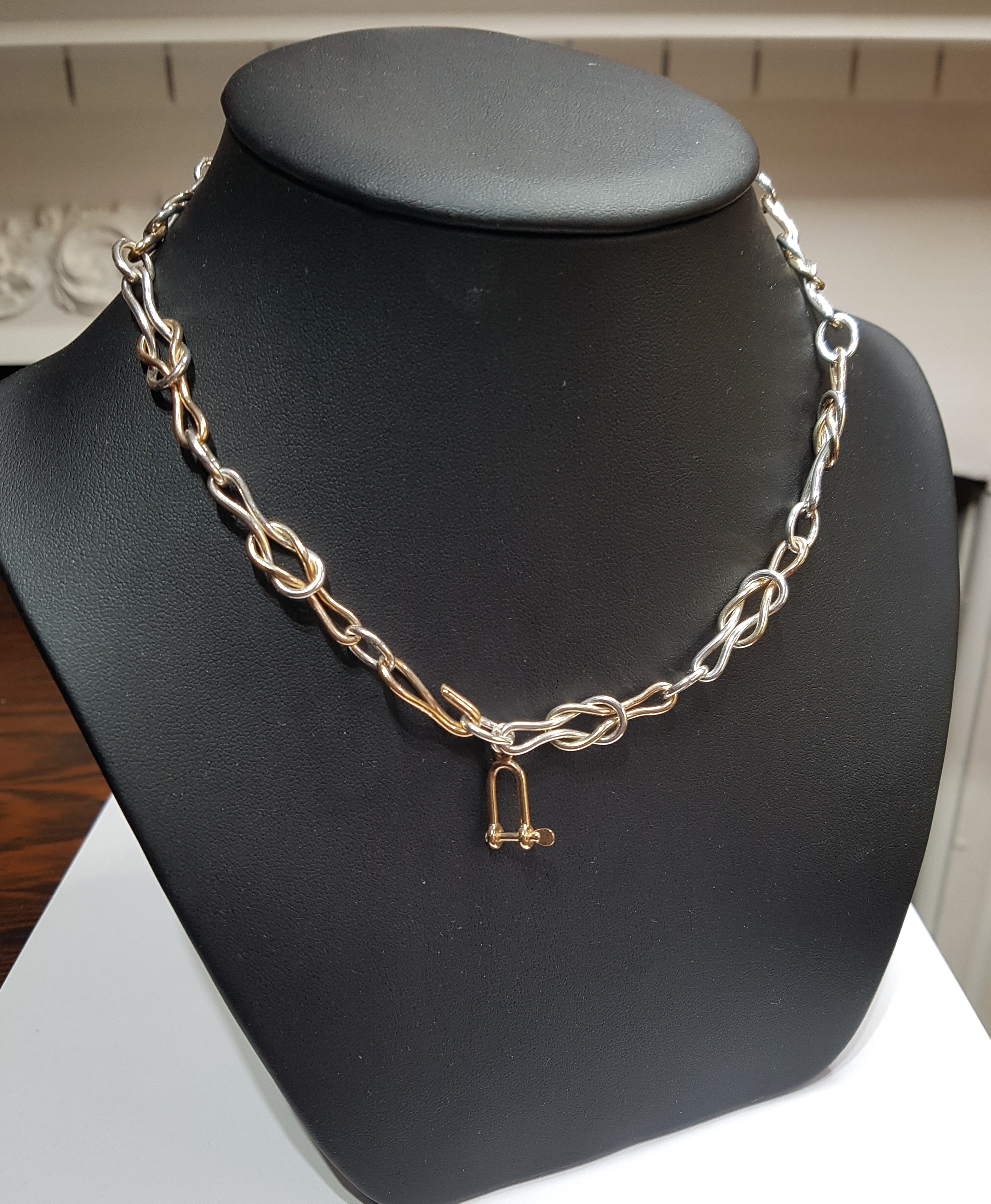 Gold and Silver Reef Knot Chain Necklace