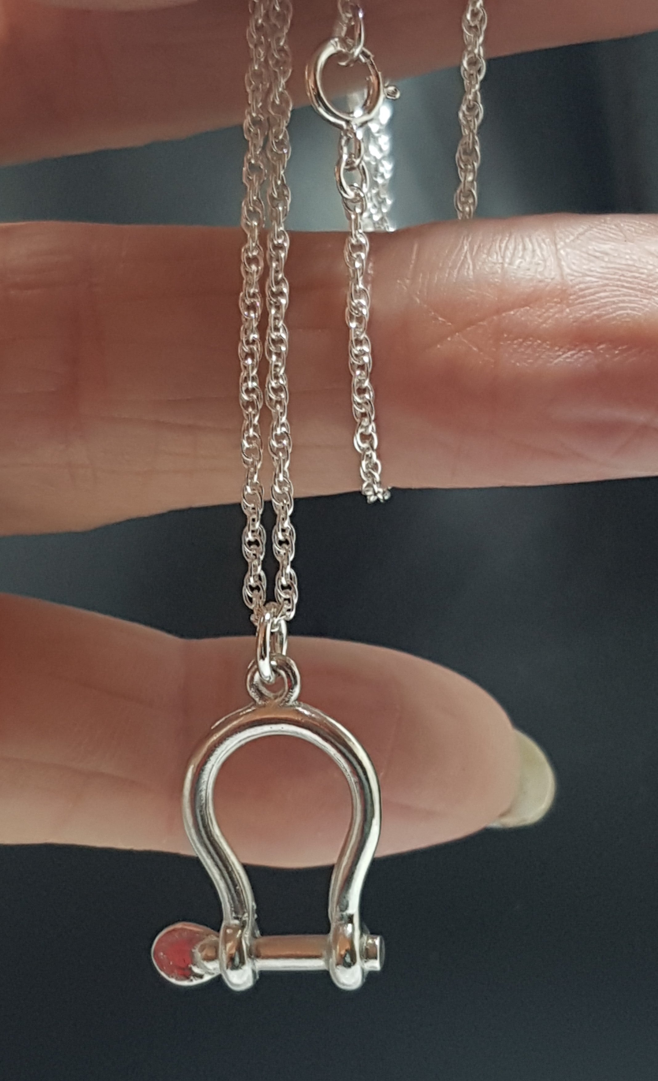 Silver Bow Shackle Necklace
