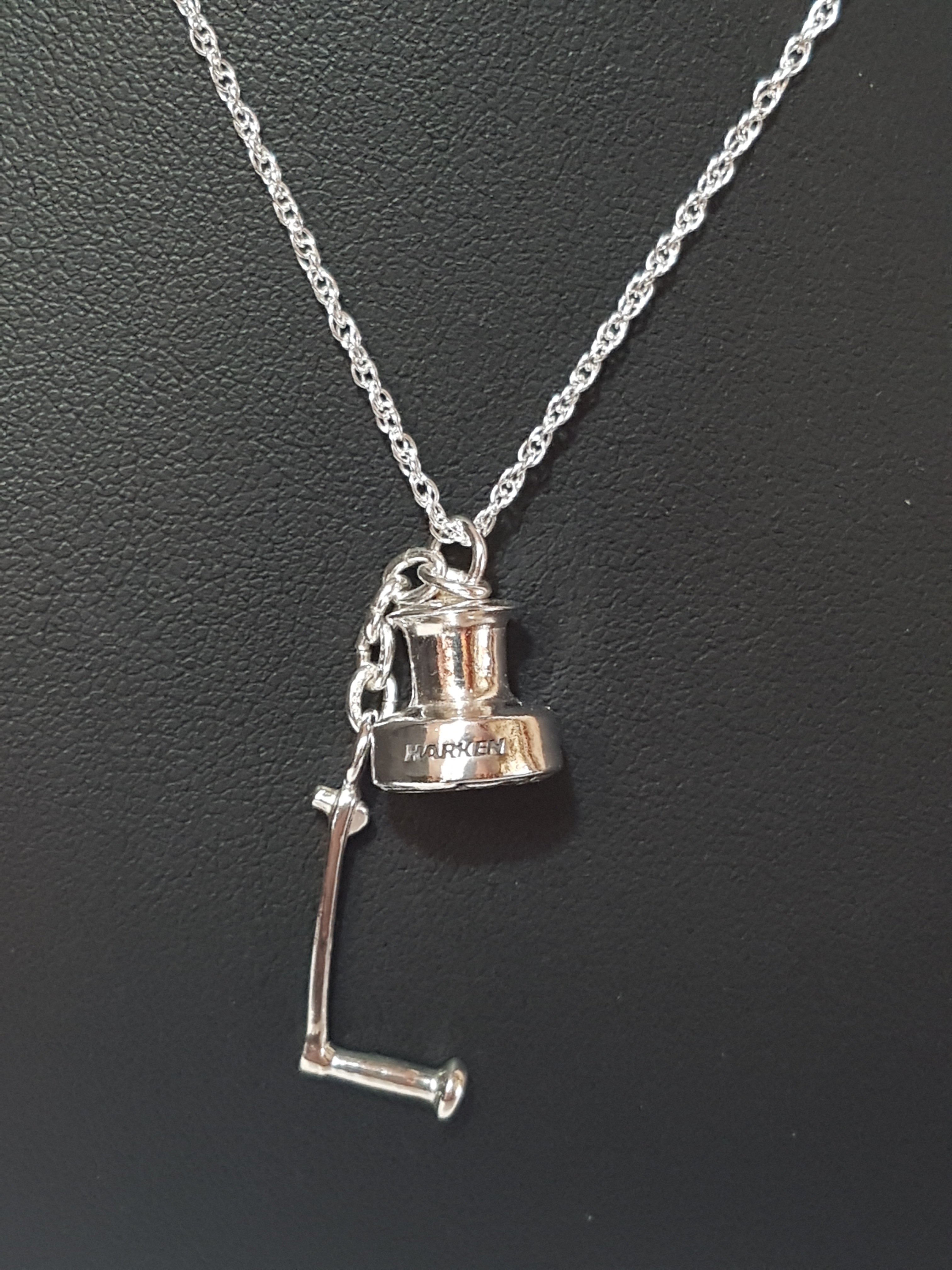 Silver Harken Winch and Winch Handle Necklace